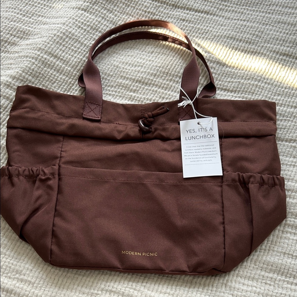 Modern Picnic Brown Tote Bag